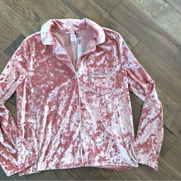 Victoria's Secret Pink Crushed Velvet Button Up Pajama Top Size X-Small - Picture 9 of 12